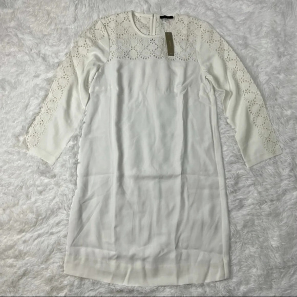 New J Crew Laser Cut Eyelet Dress White 4 - Picture 3 of 8